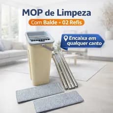 Top Mop Limpeza Total e Inteligente com Balde e 2 Refis - Articulados 360° Esfregão