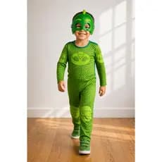 Roupa Fantasia Do Lagartixo Pj Masks Longa Mascara De Plástico