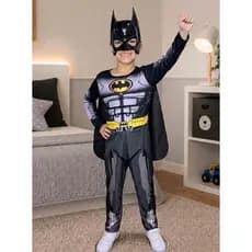 Roupa Fantasia Infantil Batman Longo C\Enchimento C\Máscara