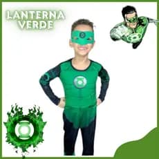 Fantasia Infantil Longa Lanterna Verde Com Mascara De E.V.A e Com Enchimento