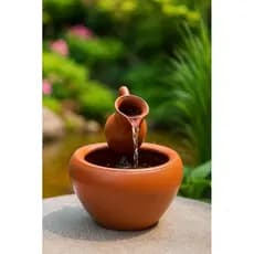 Fonte de Barro Priscila com Bomba Bivolt – Artesanal e Decorativa