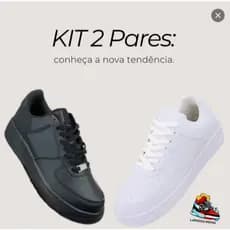 Kit 2 Pares Tênis Branco Unissex Branco Feminino Casual Caminhada Dia Dia Preto Masculino Dia a Dia