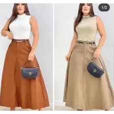 SAIA RODADA LONGA FEMININA ALFAIATARIA MODA EVANGÉLICA CASUAL BÁSICA INVERNO CINTURA ALTA