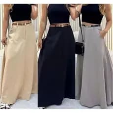 SAIA RODADA LONGA FEMININA ALFAIATARIA MODA EVANGÉLICA CASUAL BÁSICA INVERNO CINTURA ALTA