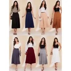SAIA LONGA ALFAIATARIA FIT E FLARE FEMININA MODA EVANGÉLICA CINTURA ALTA FENDA FECHADA