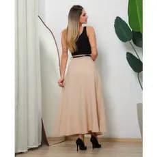 SAIA RODADA LONGA FEMININA ALFAIATARIA MODA EVANGÉLICA CASUAL BÁSICA INVERNO CINTURA ALTA ELEGANTE TENDÊNCIA