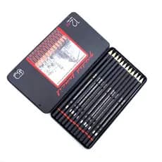 12 Peças/Conjunto Lápis De Grafite 2H-8B De Para Desenho Com Caixa De Metal Lisa Embaçado