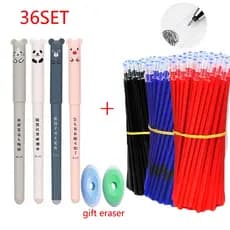 36 Pçs/Conjunto Canetas Gel Apagável Kawaii 0.35mm À Prova D'água Azul/Preto/Vermelho Tinta Papelaria Material Escolar Para O Escritório Estudante