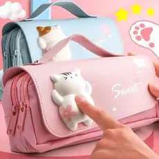 Kawaii Estojo De Lápis Caixas Planetárias De Grande Capacidade Canetas À Prova D'água Material Escolar De Estudante Couro