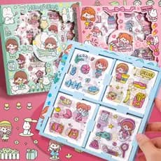 100 Folhas/Caixa Kawaii Desenho Animado Adesivos Decoração Padrão Fofo Macio Conta Manual Pet Impermeável Copo De Água Estacionário Escolar Presente