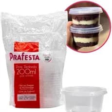 72 POTES REDONDO 200ml PRAFESTA - FREEZER E MICROONDAS - IDEAL P/ BOLO DE POTE E PASTINHAS