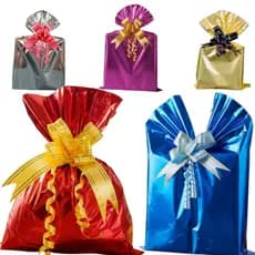 Kit 100 Sacos de Presente Metalizados – Premium, Resistentes | Natal, Festas e Infantil