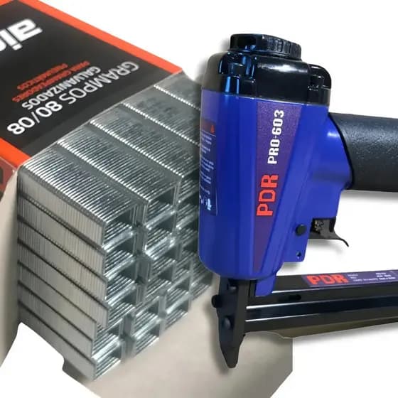 Grampeador Pneumático Pdr Pro-603 + 10.000 Grampos 80/08