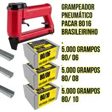 Grampeador Pneumático Pacar + Grampos 80/06, 80/08 E 80/10