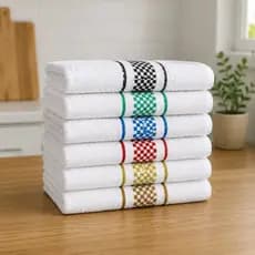 Kit 6 Panos de Prato Jacquard 45x70 Atoalhado Toalha Copa Felpudo Cozinha