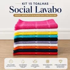 15 Toalhas Lavabo Social 21x30 Macias Alta Absorção Uso Diário