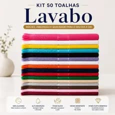 Kit 50 Toalhas Lavabo Social Algodão Alta Absorção Maciez Premium