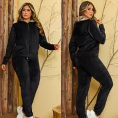 CONJUNTO  VELUDO PLUS  FEMINO COM TOUCA FORRADA