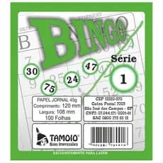 Bloco de bingo Tamoio verde com 100 folhas