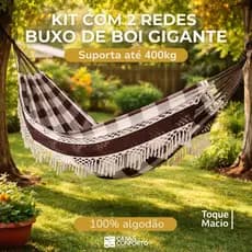 Rede de descanso Buxo de Boi Gigante 4,40m 100% Algodão Artesanal Até 3 Pessoas