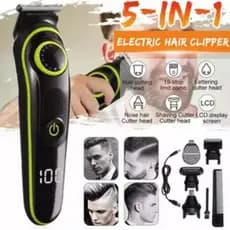 Maquina Barbear 5 Em 1 Cortar Cabelo com pente regulagem Nariz Barba Pelos e Corpo barbeador Máquina sem fio Recarregavel