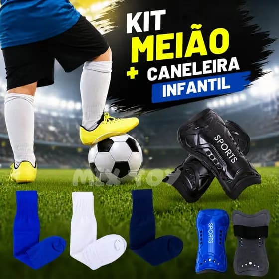 Kit Meião + Caneleira de Futebol Proteção Esporte Infantil e Juvenil
