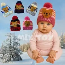 Touca Bebê Infantil Gorro Love Lã Frio Inverno Criança Forrada Menina e Menino