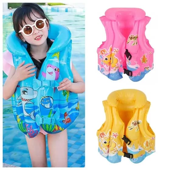 Colete Inflável Infantil Fundo do Mar Flutuador Salva Vidas Piscina Verão