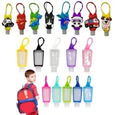 Kit 3 Porta Álcool em Gel Portátil 30ml Chaveiro frasco Silicone Garrafinha Higienizadora para mãos