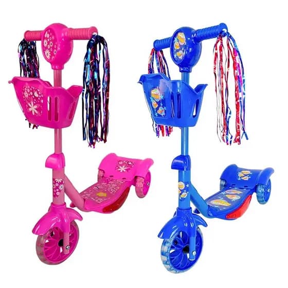 Patinete Infantil com Cestinha 3 Rodas Com Música E Luz Radical