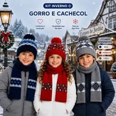 Kit Touca e Cachecol Infantil Inverno Lã Menino e Menina 0230