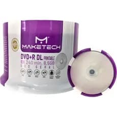 50 Un Dvd+r Dl Maketech Printable Dual Layer 8.5gb