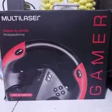 Volante Corrida Gamer Com Marcha E Pedal Multilaser Js087 Cor Preto e Vermelho