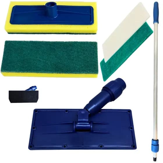 Suporte Limpa Tudo Limpa Azulejo + 2 Fibras Com Cabo Extensor