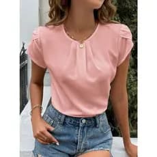 BLUSA FEMININA DE MANGA CURTA E TRANSPASSADA - DISPONÍVEL EM VÁRIAS CORES E TAMANHOS