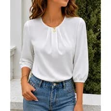 Blusa Feminina Manga 3/4 Crepe Duna - Modelagem Elegante e Confortável