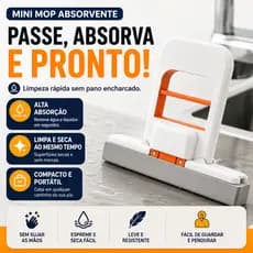Mini Mop Absorvente Portátil Rodo Esponja Auto Torção para Pia Bancada Cozinha Banheiro