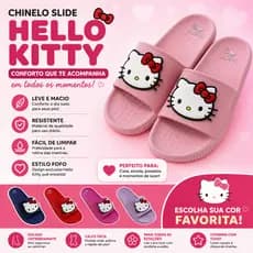 Chinelo Slide Hello Kitty Feminino Juvenil Confortável Casual Grande Menina Leve Macio Dia a Dia