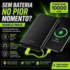Carregador Portátil 10000mAh Power Bank Carregamento Rápido Display LED 2 USB PT-0951