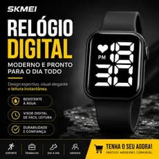 Relógio Digital SKMEI Resistente à Água Preto Esportivo LED Alarme Cronômetro Masculino