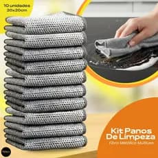Kit 10 Panos de Limpeza Cozinha – Fibra Metálica Multifuncional
