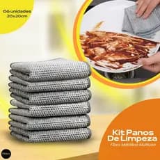 Pano Fibra Metalica Multiuso Limpeza Pesada Cozinha Forno Grelha Kit 06 Unidades