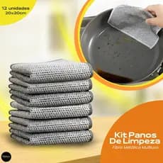 Pano Fibra Metalica Multiuso Limpeza Pesada Cozinha Forno Grelha Kit 12 Unidades