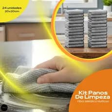 Pano Limpeza Fibra Metalica Profissional Remocao Gordura Uso Domestico Kit 24 Unidades