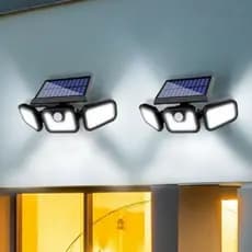 Refletor Led Solar 3 Cabeças Giratoria Sensor de movimento