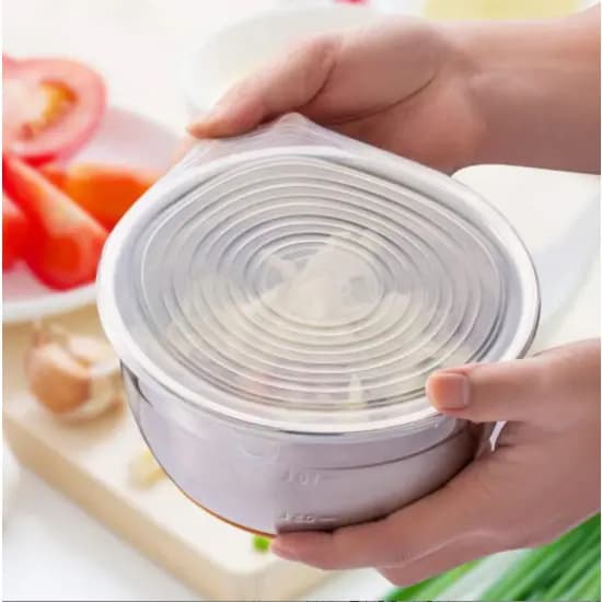 Kit 6 Ronda Tampas Panela Silicone Universal Reutilizável Elástica Cozinha Geladeira