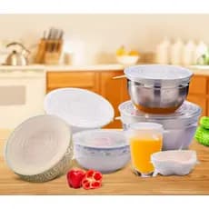 Kit 6 Tampas Panela Silicone Universal Reutilizável Elástica, Tampas Silicone Cozinha/Geladeira