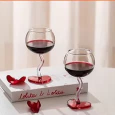 Taças de vinho com design de coração, cálices, presentes de vidro, copos de vidro simples, um par de taças de vinho mode