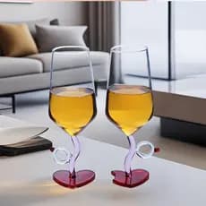 Taças de Vidro em Forma de Anel de Cupido para Casal, Presente de Dia dos Namorados, Design Único, Taças de Vinho Tinto,