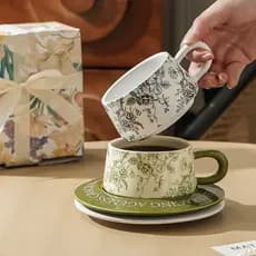 Conjunto de canecas para presente, xícara de café, xícara de cerâmica para presente, xícara e pires de souvenir, luxo di
